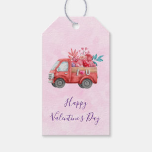 Cute Love Truck Carrying Valentine Goodies Gift Tags