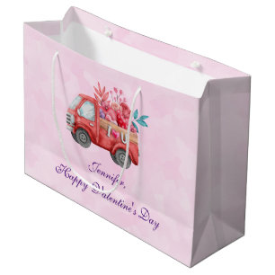 Cute Love Truck Carrying Valentine Goodies Large Gift Bag