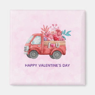Cute Love Truck Carrying Valentine Goodies Magnet