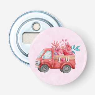 Cute Love Truck with Heart Cargo Watercolor Bottle Opener
