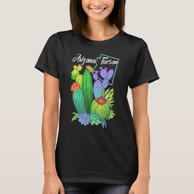 Cute Love Tucson Arizona Blooming Cactus Flowers T-Shirt (Front)