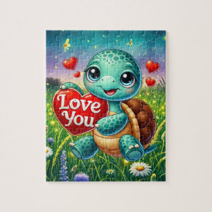 Cute love turtle heart jigsaw puzzle