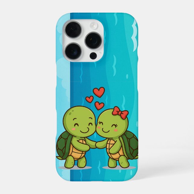 Cute Love Turtles | Adorable Cartoon Couple  iPhone Case (Back)