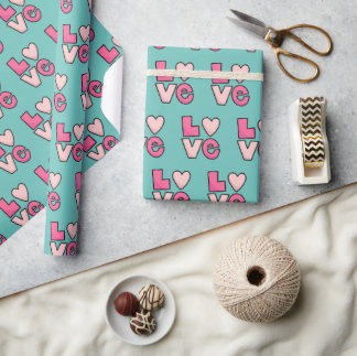 Cute Love Typography Valentine Wrapping Paper