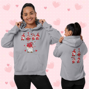 Cute "Love U" Gnome Lettering Valentine's Day Hoodie