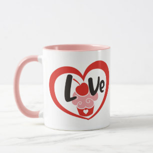 Cute Love Valentine's Day Cherry Cupcake Coffee Mug