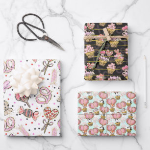 cute love valentine's day pattern wrapping paper sheet