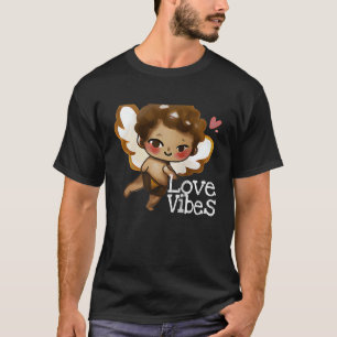 Cute Love Vibes Black Brown Angel Inspirational  W T-Shirt