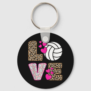Cute Love Volleyball Leopard Print Women Ladies Vo Key Ring