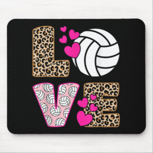 Cute Love Volleyball Leopard Print Women Ladies Vo Mouse Mat