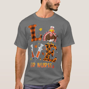 Cute Love With Turkey And Nurse Pattern Cool Thank T-Shirt