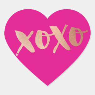 CUTE LOVE XOXO HEART modern rose gold bright pink Sticker