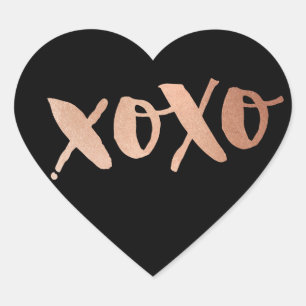 CUTE LOVE XOXO HEART modern rose gold trendy black Sticker