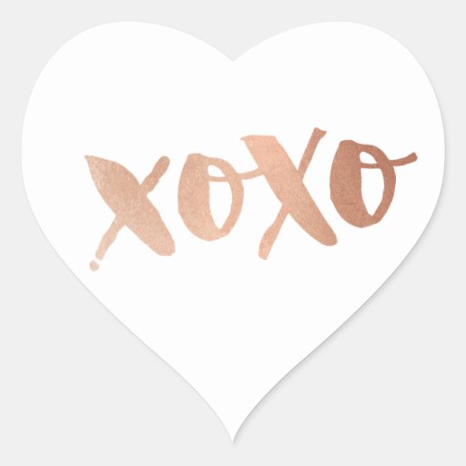 CUTE LOVE XOXO HEART modern rose gold trendy white Heart Sticker