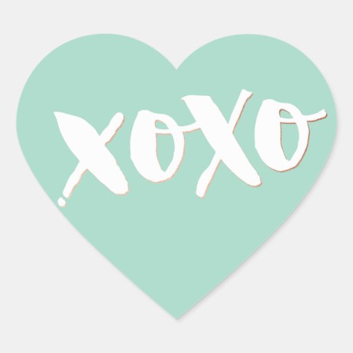 Image of CUTE LOVE XOXO HEART modern trendy white baby mint Heart Sticker