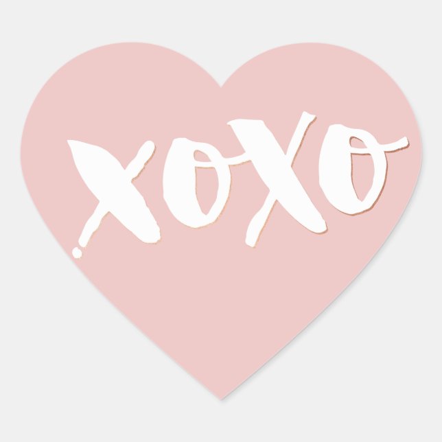 CUTE LOVE XOXO HEART modern trendy white baby pink Heart Sticker (Front)