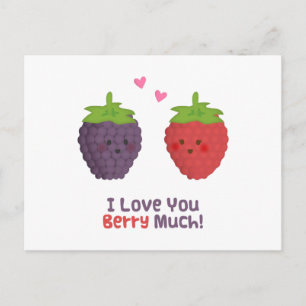 Cute Love You Berry Much Pun Humor Postcard