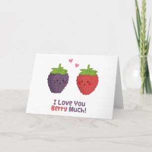 Cute Love You Berry Much Pun Humour Holiday Card