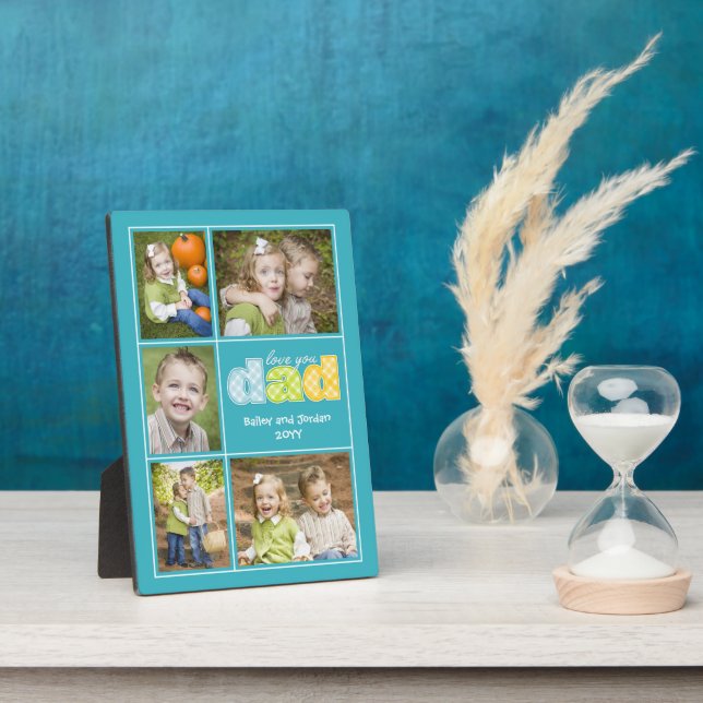 Cute Love You Dad Collage Photo Father's Day Plaque (Side)