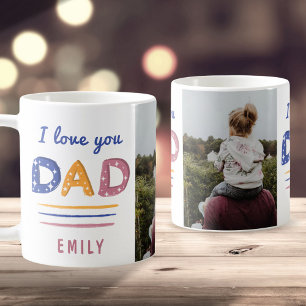 Cute Love you Dad Colourful Typography Photo Coffee Mug