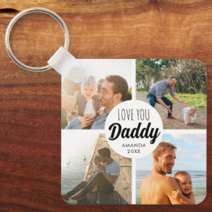 Cute Love You 'Daddy' Custom Photo Collage  Key Ring