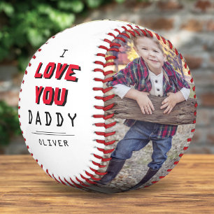 Cute Love You Daddy Typography 2 Photo Collage Baseball