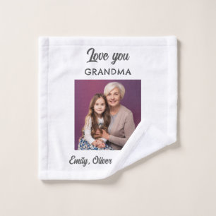 Cute Love you Grandma Photo Mother's Day Wash Cloth