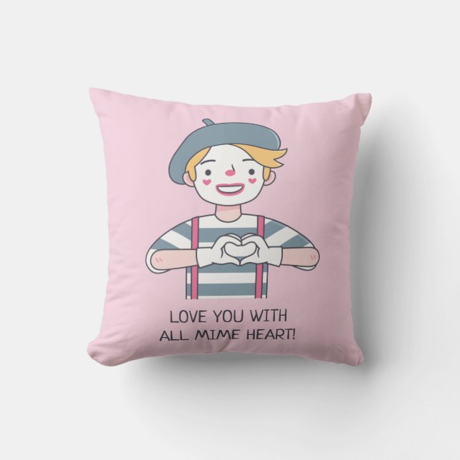 Cute Love You With All Mime Heart Room Decor Cushion (Front)