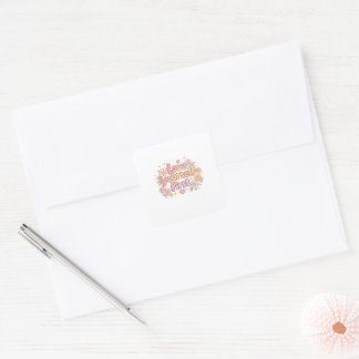 Cute Love Yourself Floral Quote Design | Aesthetic Square Sticker
