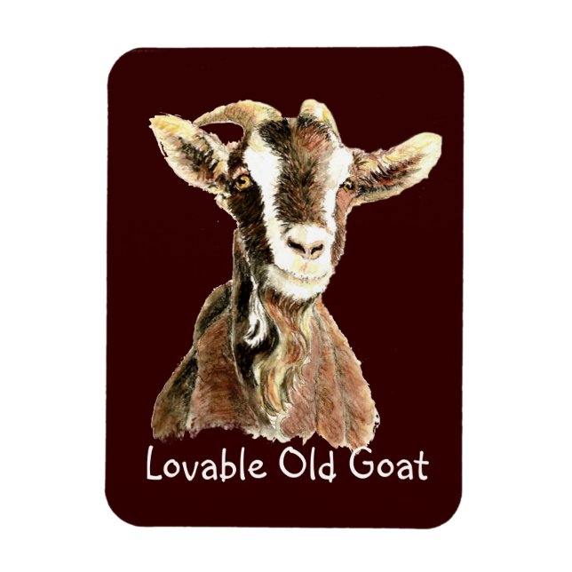 Cute Loveable Old Goat, Farm Animal Humour Magnet (Vertical)