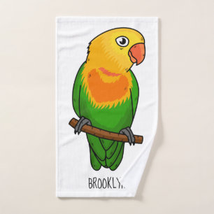 Cute lovebird cartoon parrot bath towel set