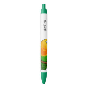 Cute lovebird cartoon parrot black ink pen
