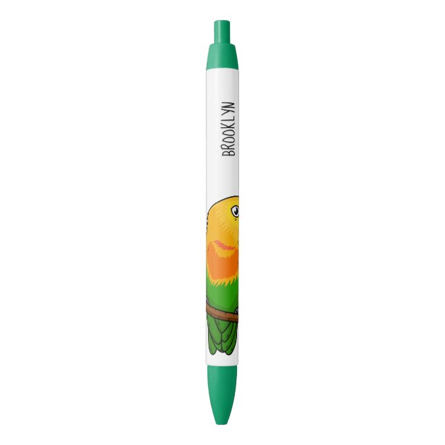 Cute lovebird cartoon parrot black ink pen (Front Vertical)