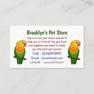 Cute lovebird cartoon parrot business card