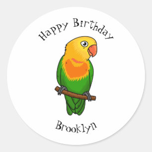 Cute lovebird cartoon parrot classic round sticker