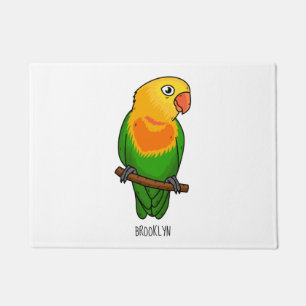 Cute lovebird cartoon parrot doormat