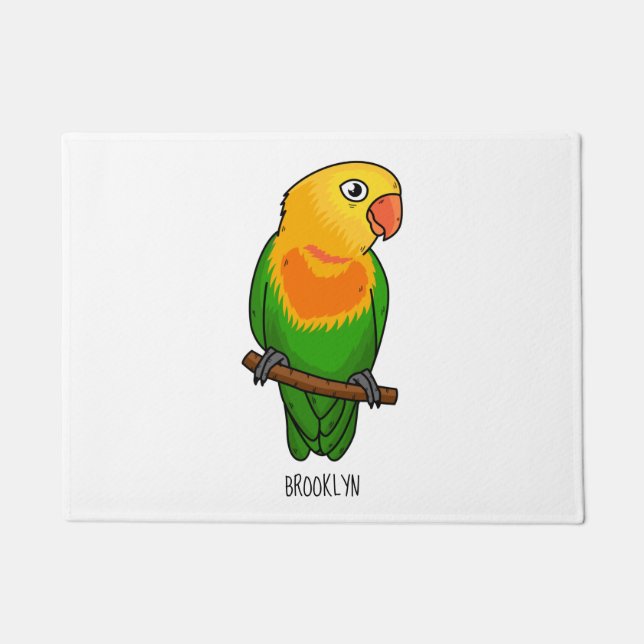 Cute lovebird cartoon parrot doormat (Front)