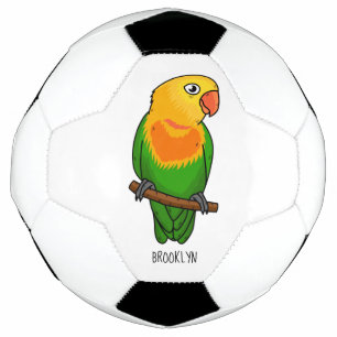 Cute lovebird cartoon parrot football