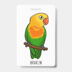 Cute lovebird cartoon parrot ID badge