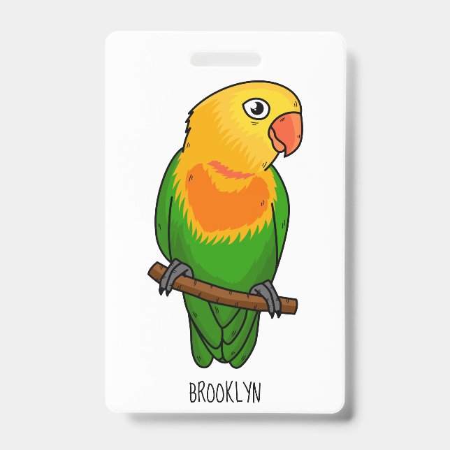 Cute lovebird cartoon parrot ID badge (Front)