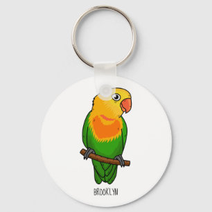Cute lovebird cartoon parrot key ring