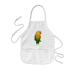 Cute lovebird cartoon parrot kids apron