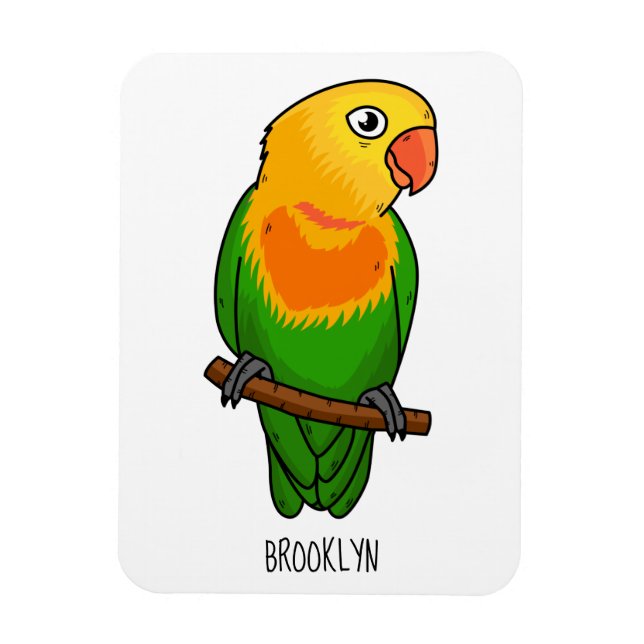 Cute lovebird cartoon parrot magnet (Vertical)