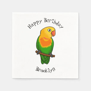 Cute lovebird cartoon parrot napkin
