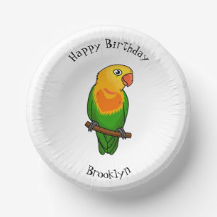 Cute lovebird cartoon parrot paper plate