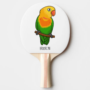 Cute lovebird cartoon parrot ping pong paddle
