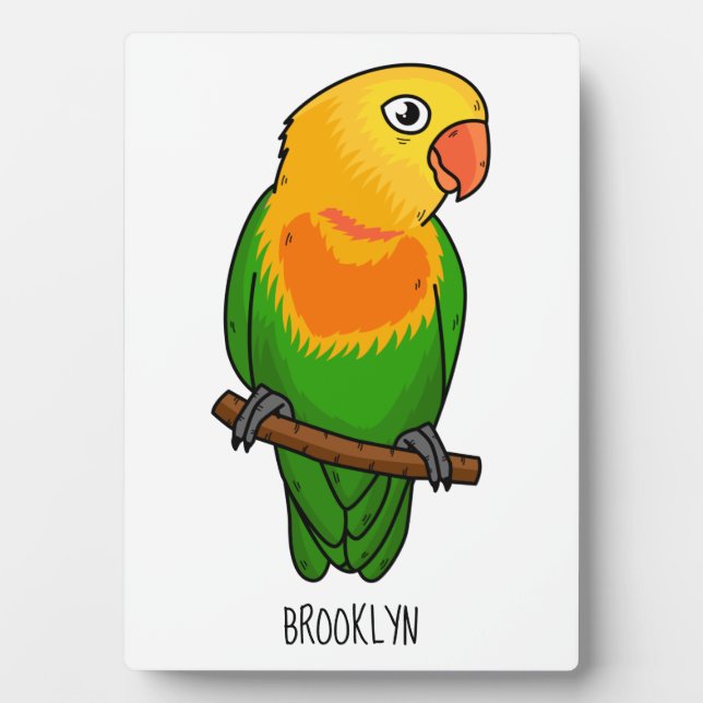Cute lovebird cartoon parrot plaque (Front)