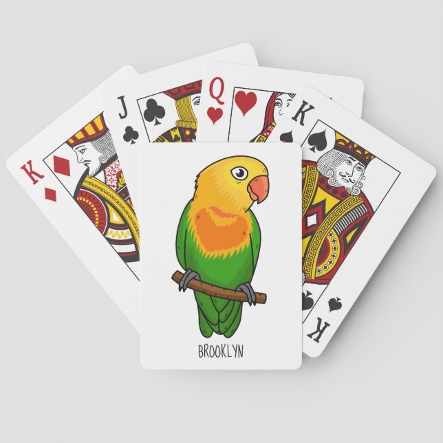 Cute lovebird cartoon parrot playing cards (Back)