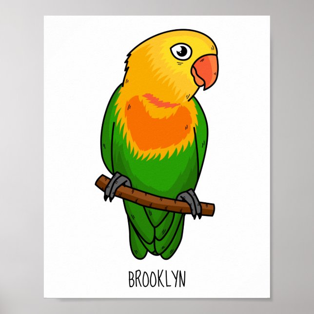 Cute lovebird cartoon parrot poster (Front)