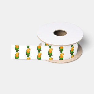 Cute lovebird cartoon parrot satin ribbon